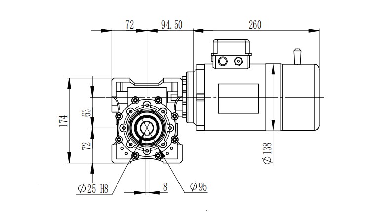 艾思捷蜗轮蜗杆减速机带刹车电机一体 SJMRV063-80-Y0.37KW-4P